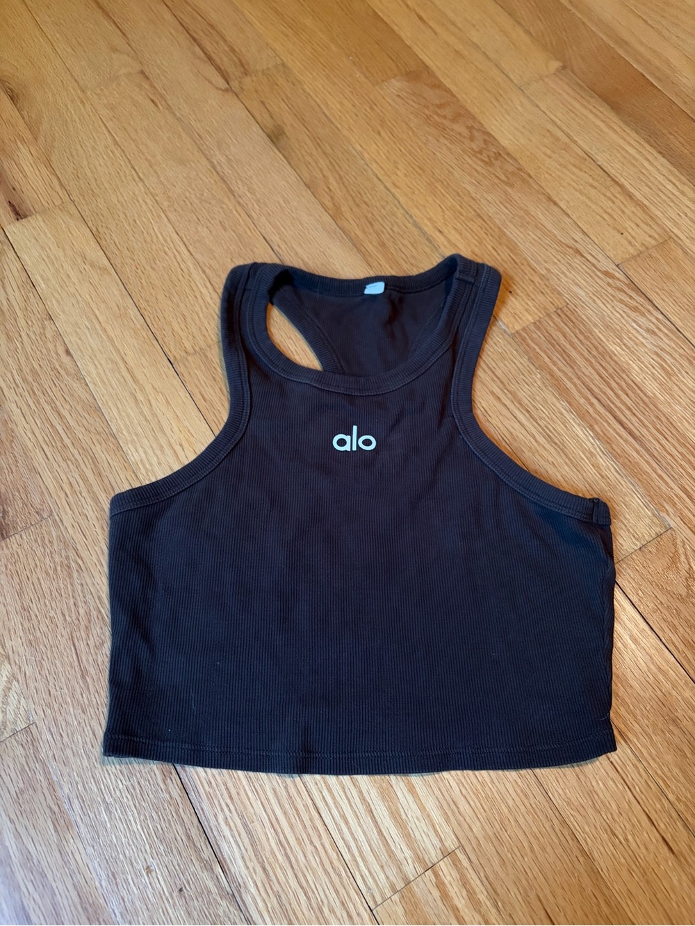 ALO Yoga Brown Ribbed Racerback Crop Tank